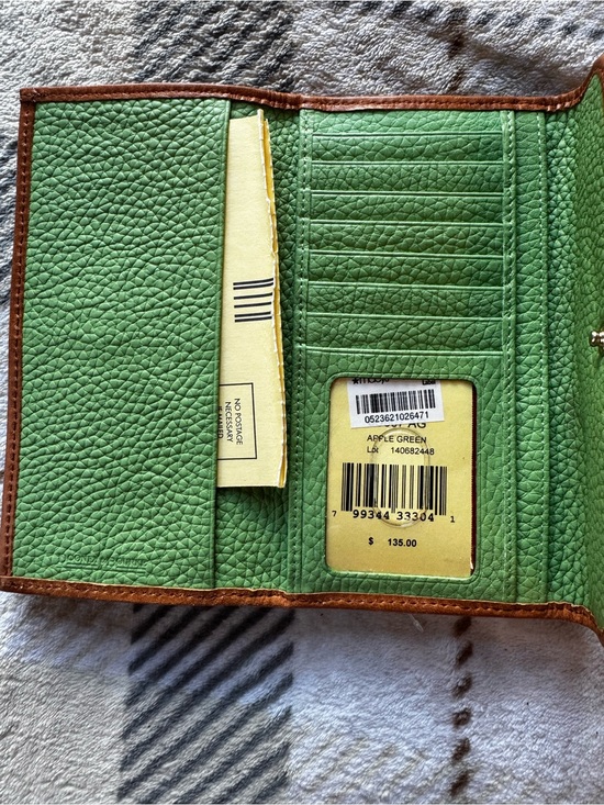 Dooney & Bourke Accessories - Dooney & Bourke Apple Green Leather Card & Key Holder with Brown Trim